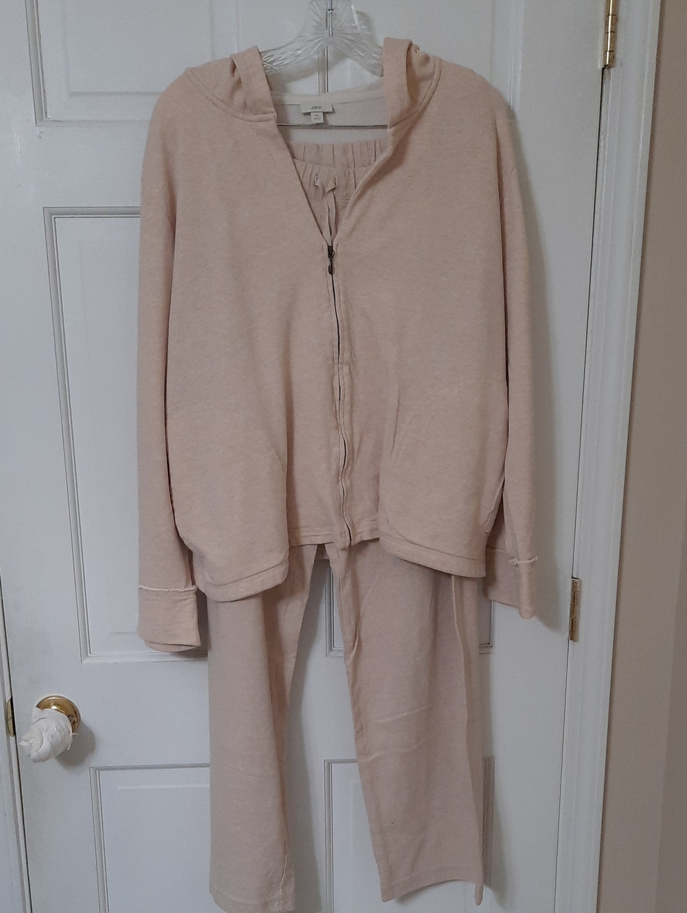 J. Jill Blush Beige Hooded Zip Pant Set